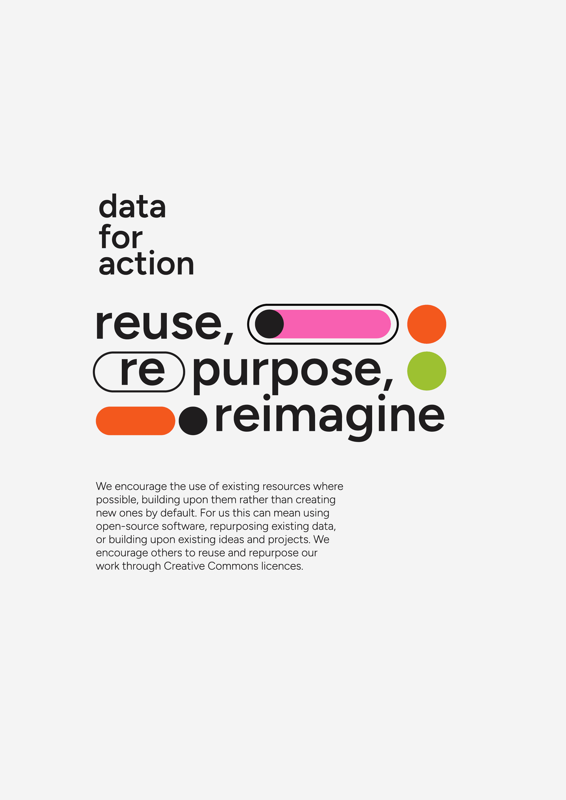 Reuse, Repurpose, Reimagine principle poster for light mode